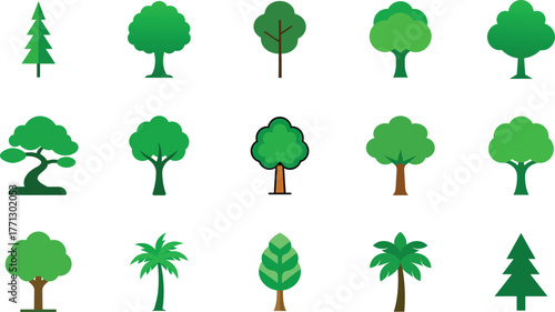 Silhouette tree icon set collection. Nature and forest design. Vector illustration.