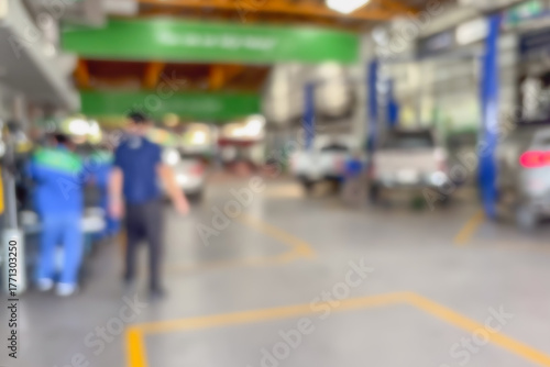 Wallpaper Mural car service centre auto repair workshop blurred background Torontodigital.ca