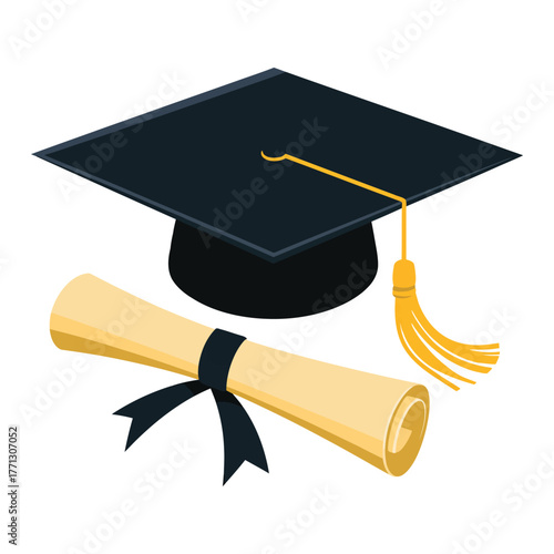 Flat Graduation Cap for Education Vector Design.