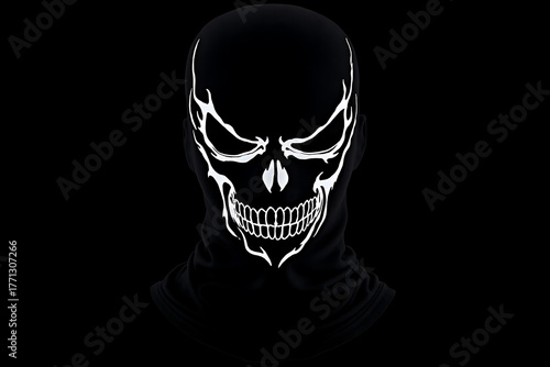 Skull Balaclava Mask for Outdoor Sports and Costumes with a White Skull Design on a Black Background for Protection
