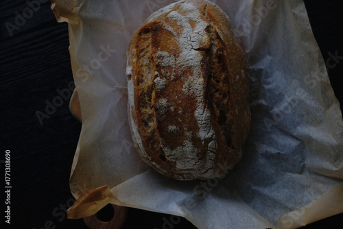 a loaf of freshly baked sourdough bread