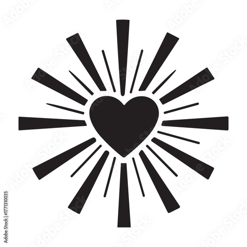 Radiant Heart icon or logo isolated sign symbol vector illustration - high quality black style vector icons
