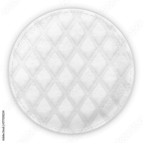 Cosmetic cotton pad disk, vector realistic white round pad with embossed waffle pattern on the surface, soft skin care