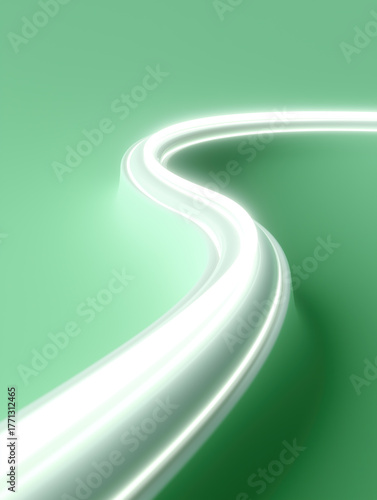 Smooth flowing green wave curves elegantly creating contemporary minimalist abstract visual composition.