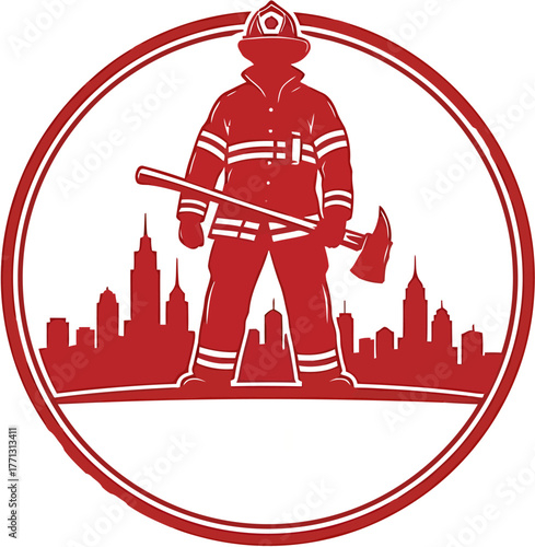 Firefighter's Courageous Stand Protecting the City with Strength and Bravery, a Symbol of Hope