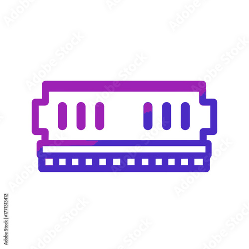 Vibrant gradient RAM memory stick icon, symbolizing essential computer hardware, data processing, and technological advancements in modern digital systems