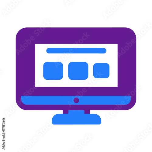 Creative Monitor Interface Icon Display with Website Design Elements
