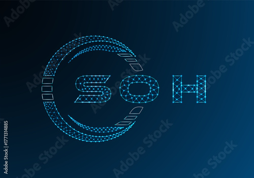 SOH low poly letter logo vector design. SOH lower poly logo design. Low poly logo.