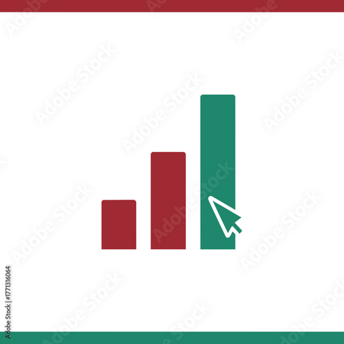 Three bars increasing in height with a cursor interacting with the tallest bar.