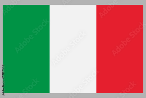 Flag of Italy. Flag icon. Standard colours. wave flag Standard sizes. Rectangular flag. Computer illustration. Italian flag in round and heart shape. Vector illustration.
