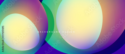 Abstract colorful overlapping circles create vibrant background. Gradient hues blend smoothly, offering modern aesthetic.