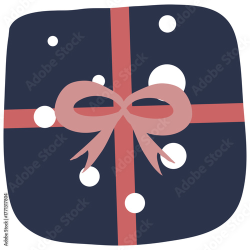 Navy gift box with pink ribbon festive christmas present