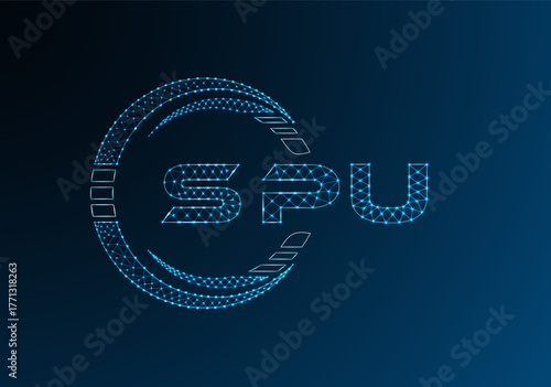 SPU low poly letter logo vector design. SPU lower poly logo design. Low poly logo.