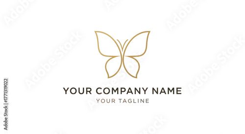 Elegant gold butterfly logo in a minimalist line art style.