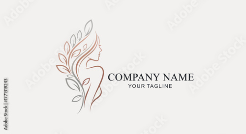 Elegant Woman Silhouette with Floral Elements Logo Design.