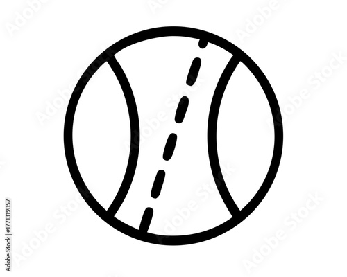 Cricket ball outline icon in black and white vector style