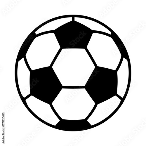 Soccer ball illustration in minimal icon style in black and white