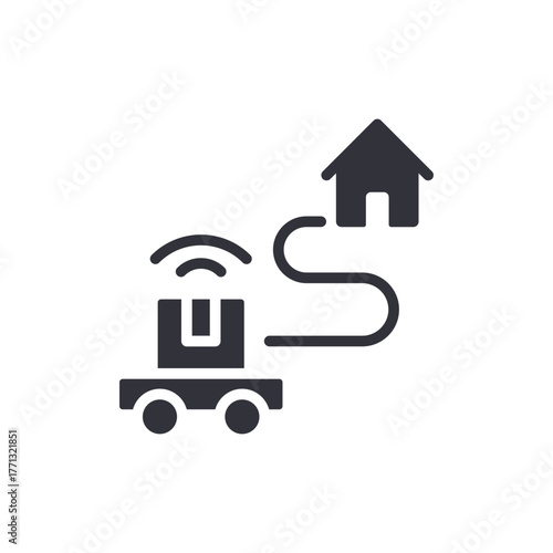 Home Delivery Robot Solid Icon Automated Shipping Concept