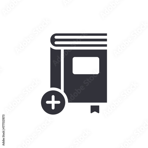 Add New Book Flat Icon Education Vector Illustration
