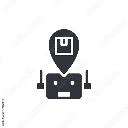 Delivery Robot With Package Location Modern Pointer Icon