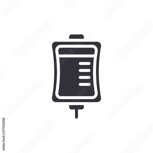 Intravenous Drip Solid Icon Medical Bag Vector Illustration