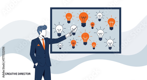 Creative Director Presenting New Ideas And Lighting Up With Bright Business Concepts