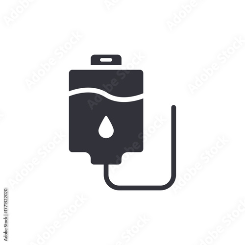 Saline Solution Bag Symbol Medical Infusion Therapy Icon