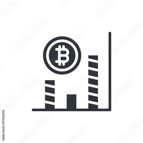 Bitcoin Cryptocurrency Growth Chart Solid Graphic Symbol