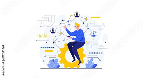 Digital Network Strategist Illustrating Modern Connection Technology Optimization