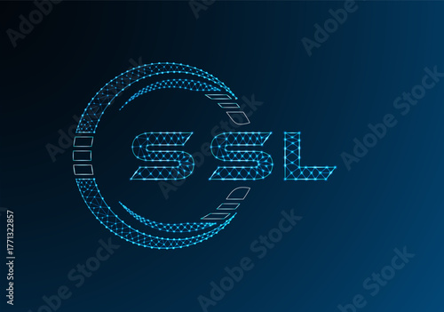 SSL low poly letter logo vector design. SSL lower poly logo design. Low poly logo.