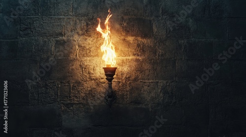 Torch flame on dark background