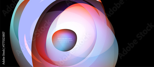 Abstract layers create dynamic circular design. Gradient colors blend, forming modern background. Soft shadows enhance depth, visual appeal.