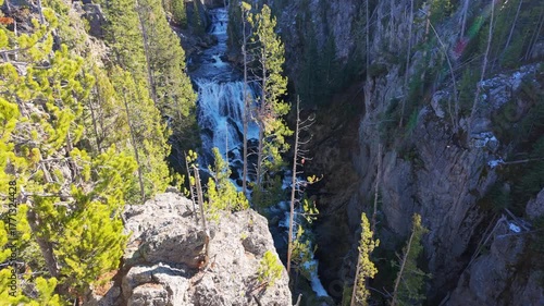 Kepler Cascades in Yellowstone from Above tilt