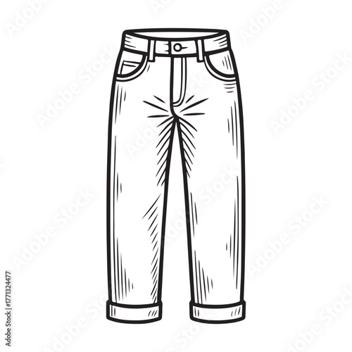 line art of vintage jeans vector