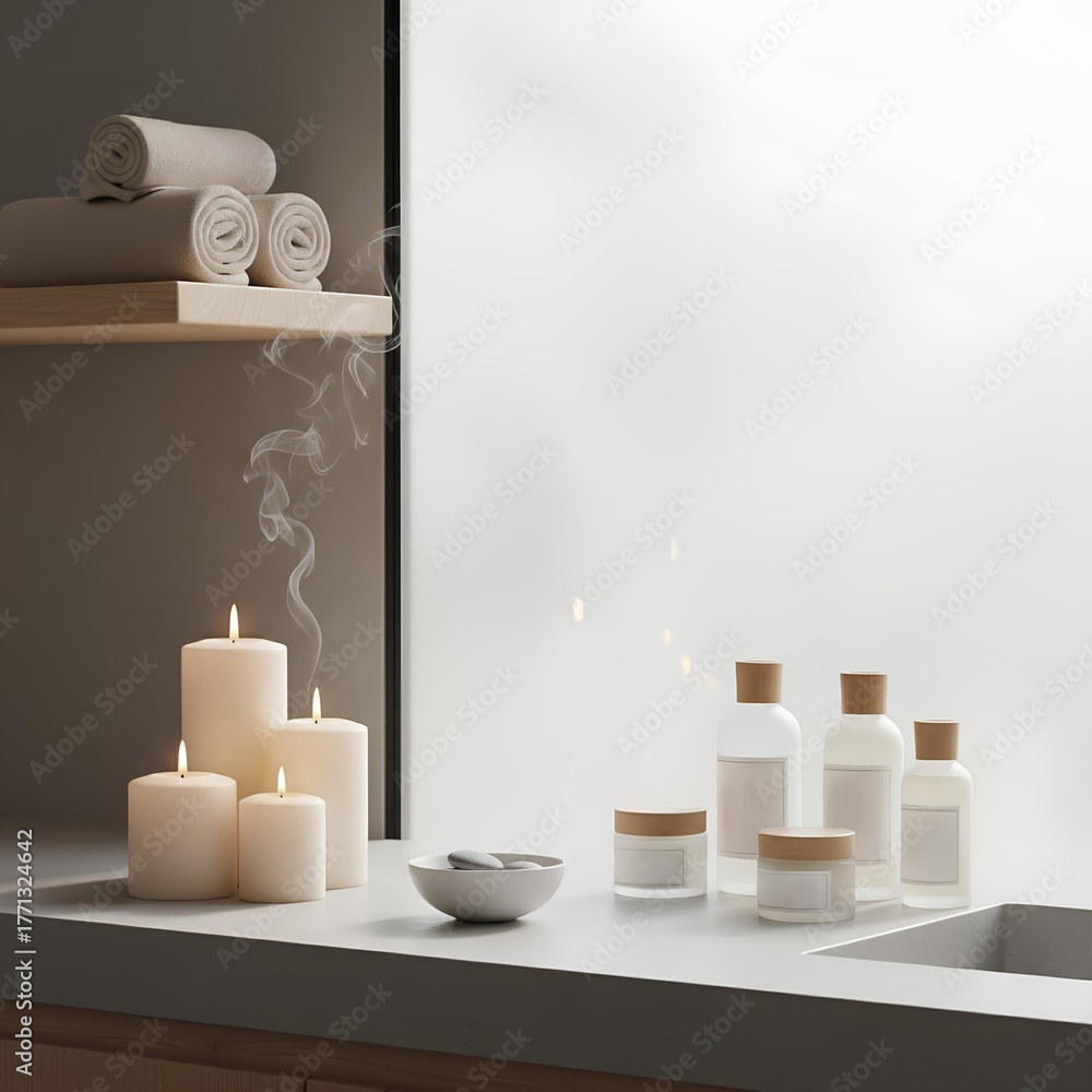 custom made wallpaper toronto digitalSpa Interior with Candles and Skincare Products