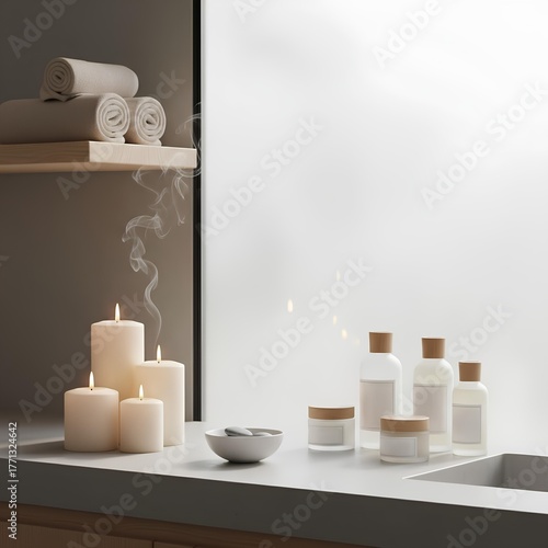 Wallpaper Mural Spa Interior with Candles and Skincare Products Torontodigital.ca