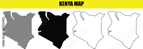 Hand made Kenya map vector illustration featuring various styles perfect for geographic and infographic design projects