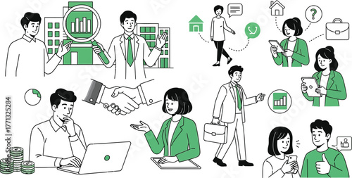 Business people illustrations for finance and real estate concept