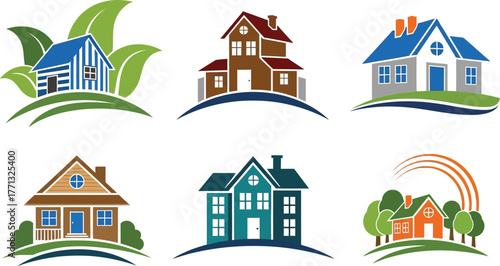 Real estate logo design collection of houses and home vector images