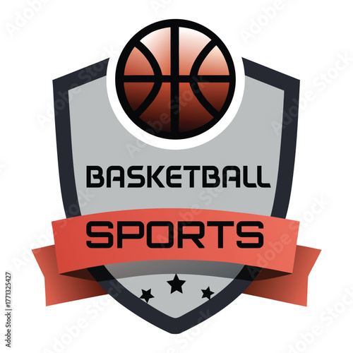 Shield Emblem Basketball Sports Logo