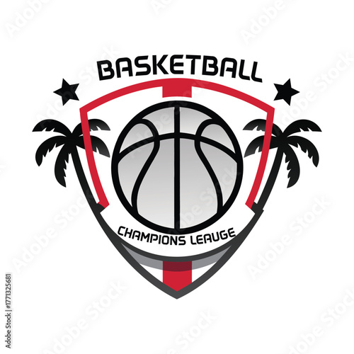 Shield Emblem Basketball Sports Logo