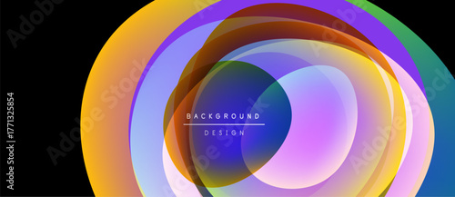 Abstract colorful layers form swirling vortex. Center displays text background design. Vivid hues create dynamic visual impact.