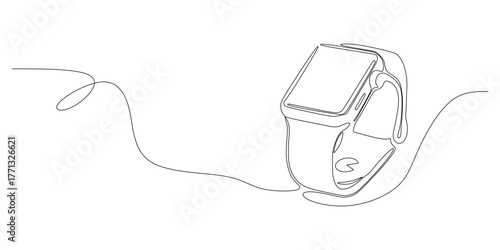 Continuous line drawing. Smart watch. Vector illustration