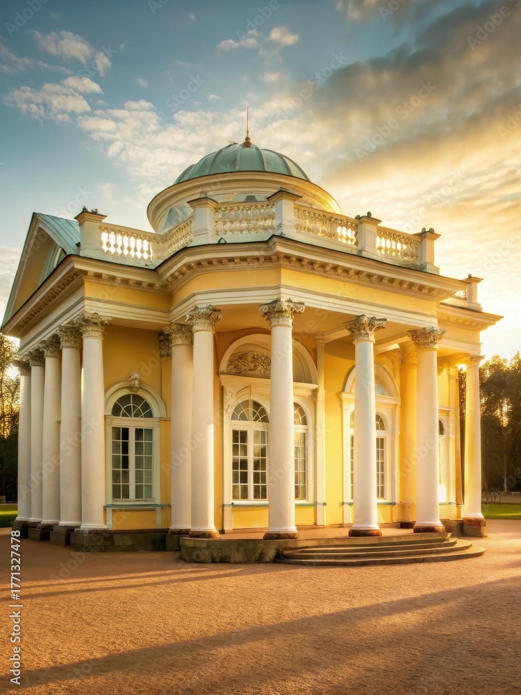Obraz premium Hermitage Pavilion in Tsarskoe Selo at dusk
