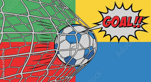 Soccer ball in net cartoon goal illustration sports achievement