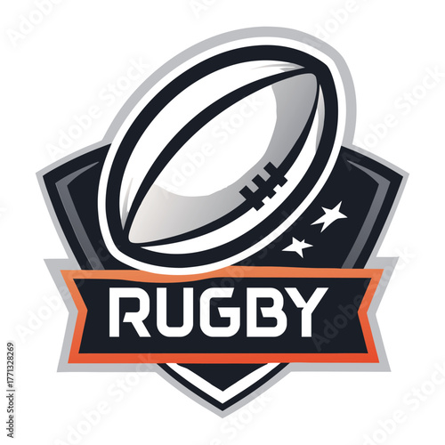 Bold Rugby Shield Emblem with Star Accent