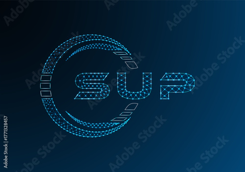 SUP low poly letter logo vector design. SUP lower poly logo design. Low poly logo.