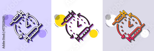 Vaccination schedule line icon. Halftone dotted pattern. Gradient icon with grain shadow. Vaccine syringe sign. Second injection time symbol. Line vaccination schedule icon. Various designs. Vector