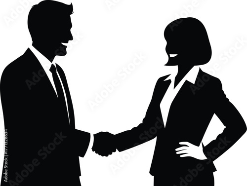 Business handshake silhouette vector illustration for partnership