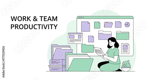 Illustration Depicting Work Efficiency and Team Cohesion for Enhanced Productivity